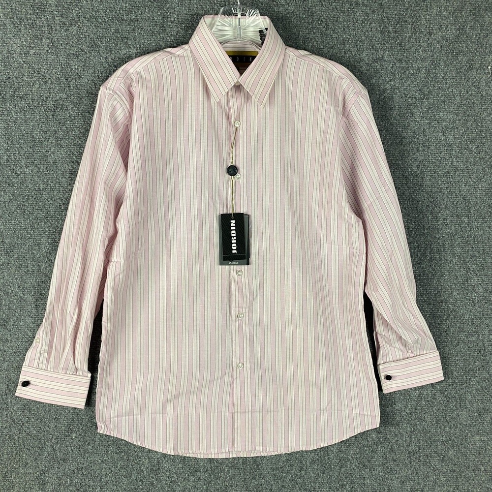 Jordin Dress Shirt Men's Large NWD Striped Pink Cotton Blend‎ Long Sleeve L